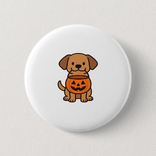 Cute Cartoon Dog Trick-or-Treating Classic T-Shirt 6 Cm Round Badge