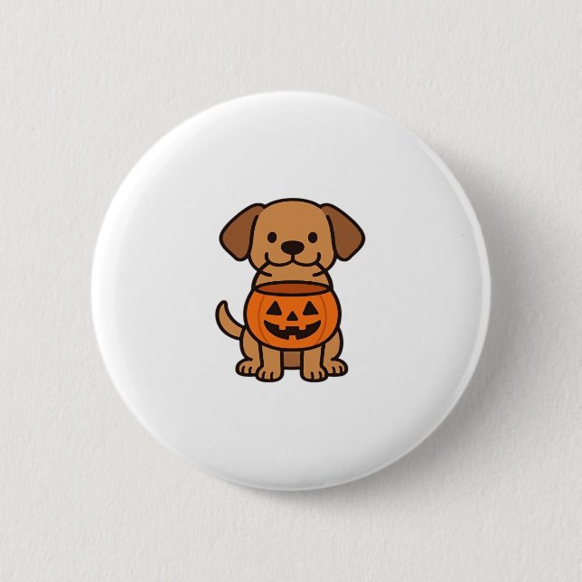 Cute Cartoon Dog Trick-or-Treating Classic T-Shirt 6 Cm Round Badge (Front)