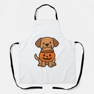 Cute Cartoon Dog Trick-or-Treating Classic T-Shirt Apron