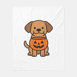 Cute Cartoon Dog Trick-or-Treating Classic T-Shirt Fleece Blanket