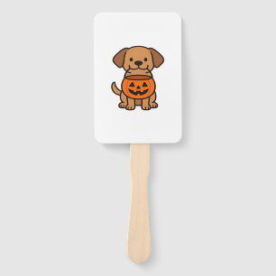 Cute Cartoon Dog Trick-or-Treating Classic T-Shirt Hand Fan