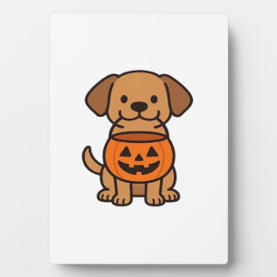 Cute Cartoon Dog Trick-or-Treating Classic T-Shirt Plaque