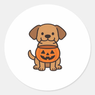 Cute Cartoon Dog Trick-or-Treating Classic T-Shirt Round Sticker