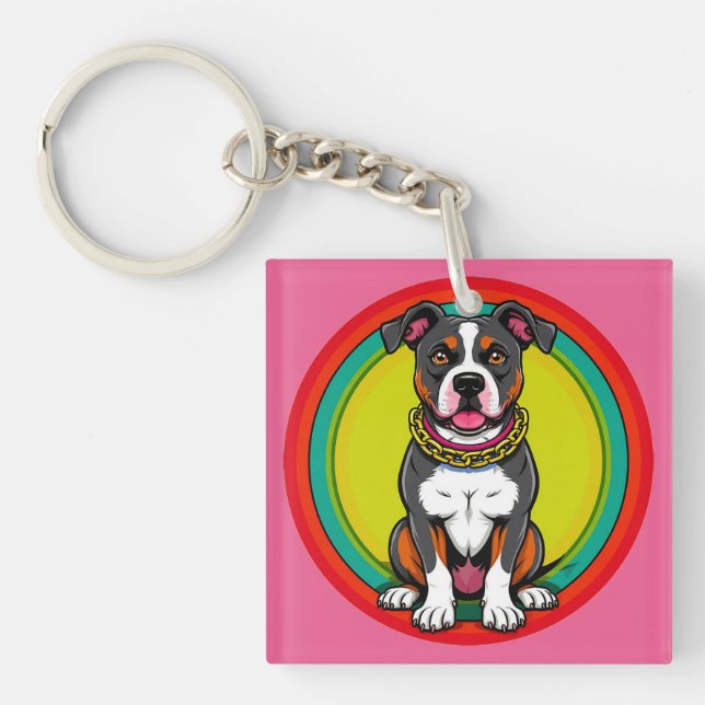 Cute Cartoon Dog with Collar Key Ring (Front)
