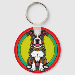 Cute Cartoon Dog with Collar Key Ring