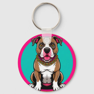 Cute Cartoon Dog with Collar Key Ring