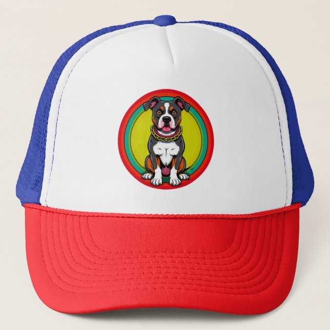 Cute Cartoon Dog with Collar Trucker Hat (Front)