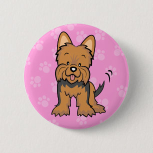 Cute Cartoon Dog Yorkie Button