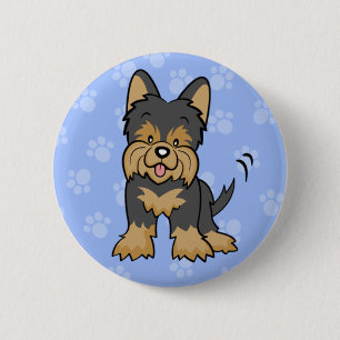 Cute Cartoon Dog Yorkie Button