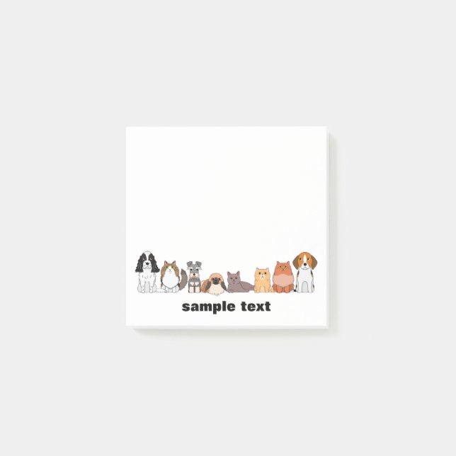 cute cartoon dogs and cats post it post-it notes (Front)