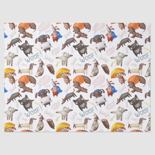 Cute Cartoon Dogs Decoupage Tissue Paper (Front)