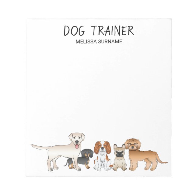 Cute Cartoon Dogs Illustration - Dog Trainer Notepad (Front)