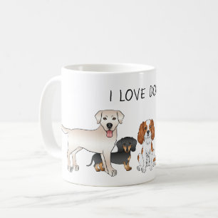 Cute Cartoon Dogs Illustration - I Love Dogs Coffee Mug