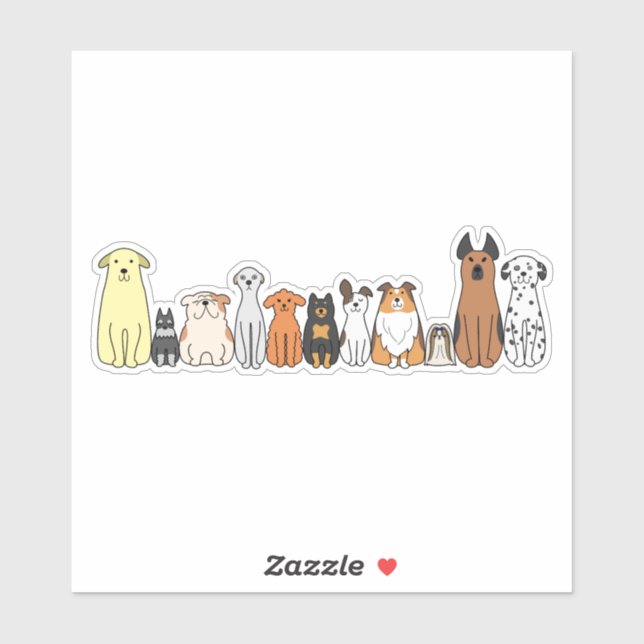 cute cartoon dogs in a row sticker (Sheet)