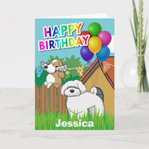 Cute Cartoon Dogs Neighbours Birthdays Card