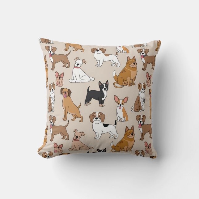 Cute Cartoon Dogs Pattern Cushion (Front)