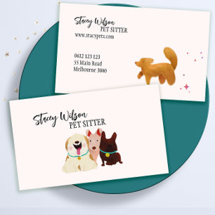 Cute Cartoon Dogs Pet Sitter   Dog Walker  Business Card