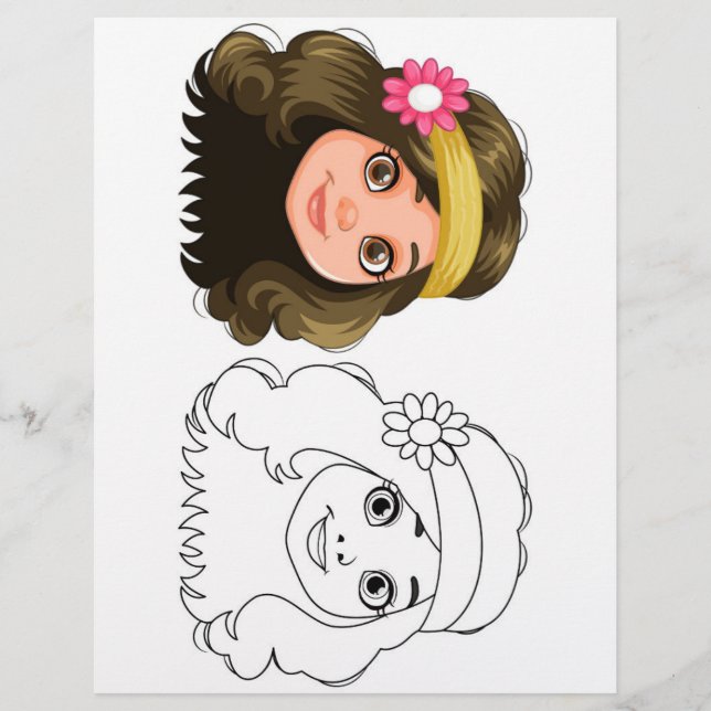 Cute Cartoon doll head colouring page (Front)