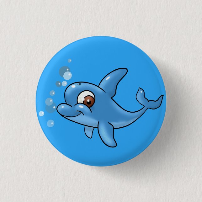 Cute Cartoon Dolphin 3 Cm Round Badge (Front)