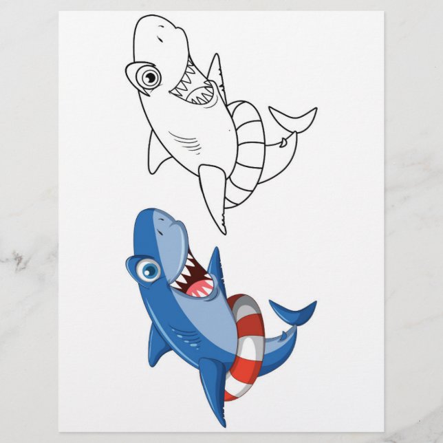 Cute Cartoon  dolphin colouring page (Front)
