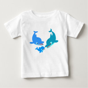 Cute Cartoon Dolphin Family Baby T-Shirt