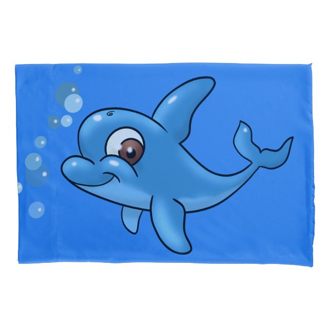 Cute Cartoon Dolphin Pillowcase (Front)