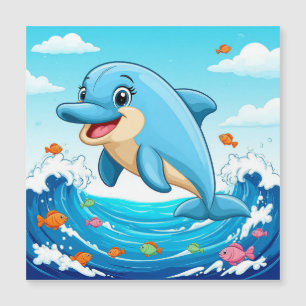 Cute Cartoon Dolphin Splashing in Water