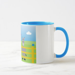 Cute cartoon donkeys blue ringer mug