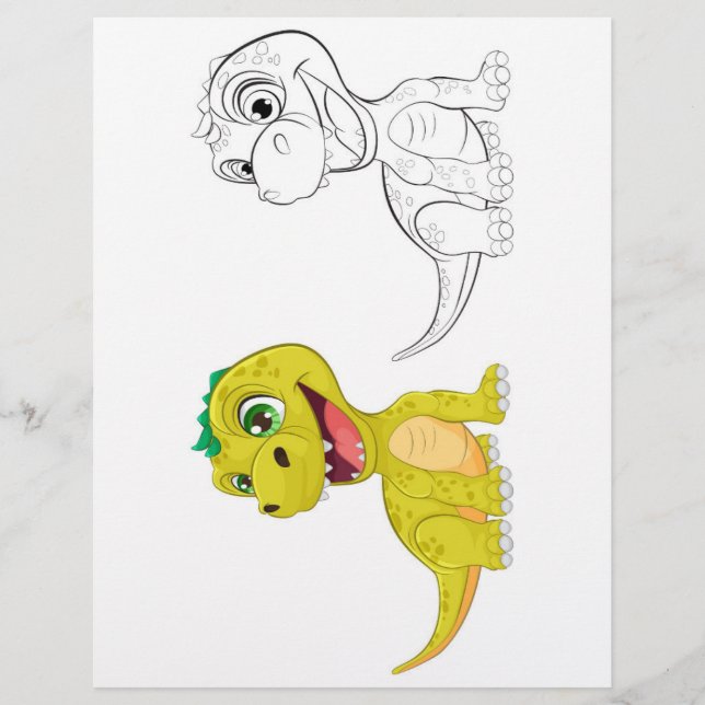 Cute Cartoon dragon colouring page (Front)