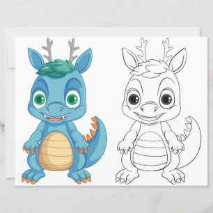 Cute Cartoon dragon colouring page