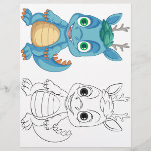 Cute Cartoon dragon colouring page
