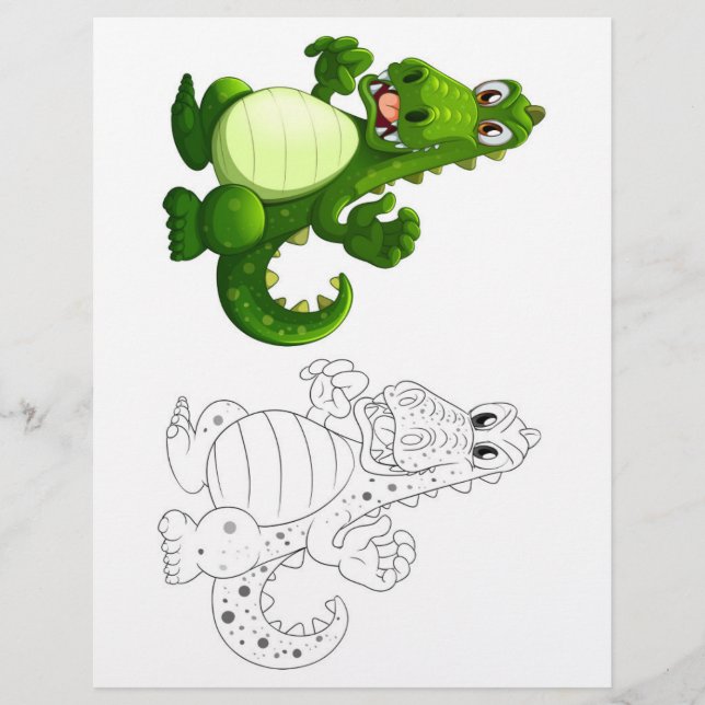 Cute Cartoon dragon colouring page  (Front)