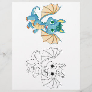 Cute Cartoon dragon colouring page