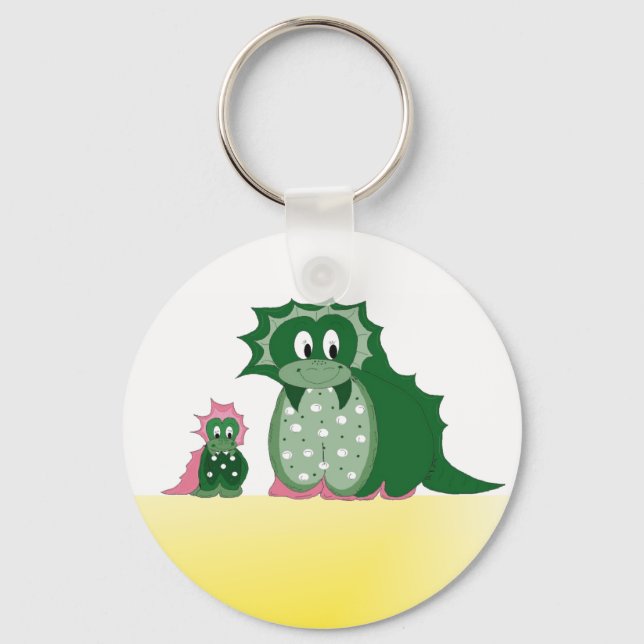 Cute Cartoon Dragons Key Ring (Front)