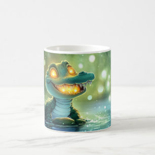 Cute cartoon drawing of a crocodile or alligator i coffee mug
