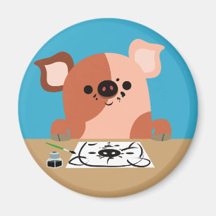 Cute Cartoon Drawing Piglet Magnet