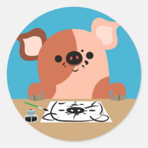 Cute Cartoon Drawing Piglet Sticker