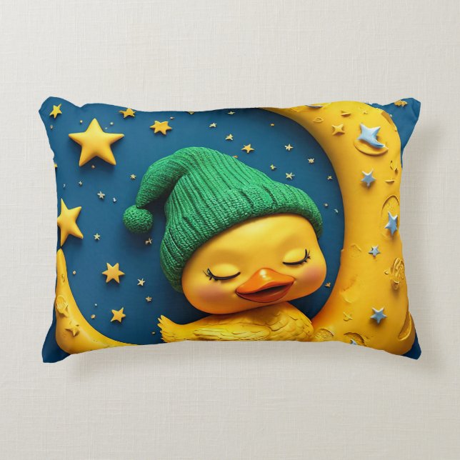 Cute cartoon duck and moon decorative cushion (Front)