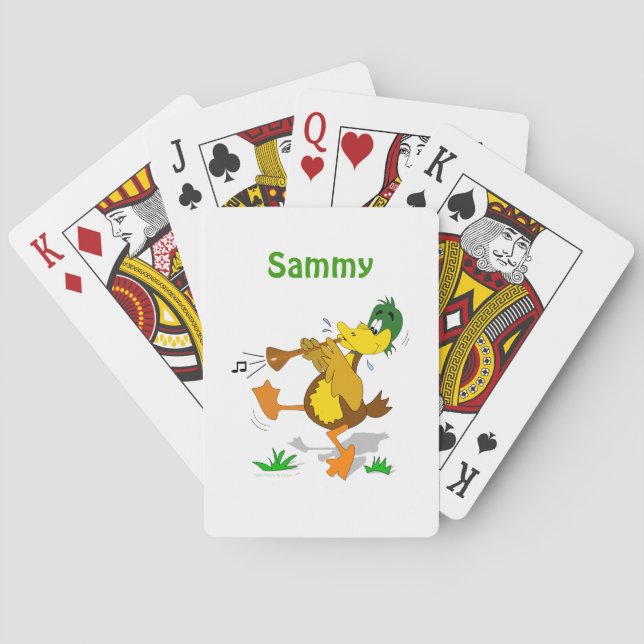 Cute Cartoon Duck Musical Kids Name Playing Cards (Back)