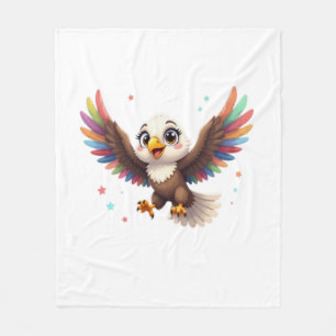 Cute Cartoon Eagle Flying – Friendly Vector Art Fleece Blanket
