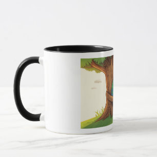 Cute cartoon earth hugging a tree mug