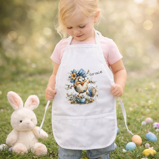 Cute Cartoon Easter Egg Illustration Kids Apron (Creator Uploaded)