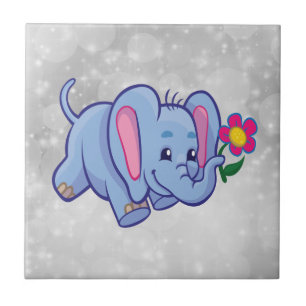 Cute cartoon elephant ceramic tile