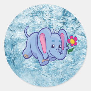 Cute cartoon elephant classic round sticker