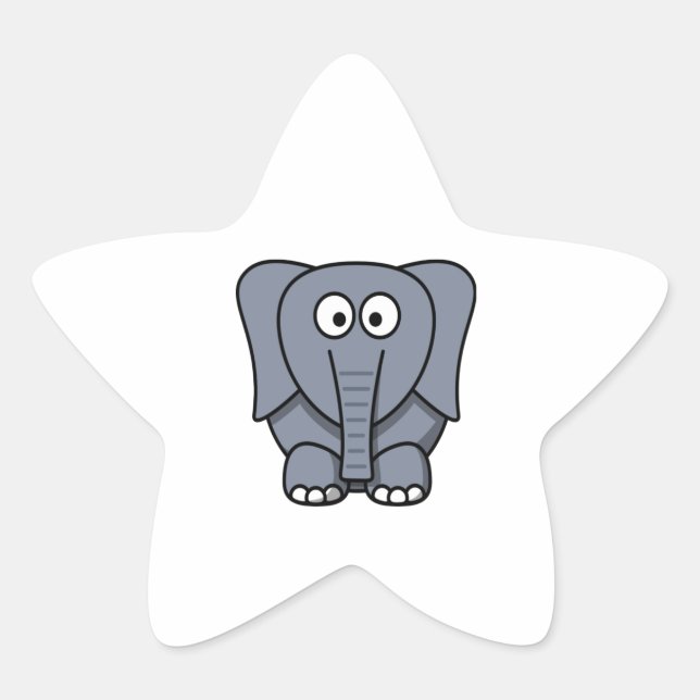 Cute Cartoon Elephant Clipart Star Sticker (Front)
