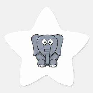 Cute Cartoon Elephant Clipart Star Sticker