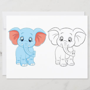 Cute Cartoon elephant colouring page