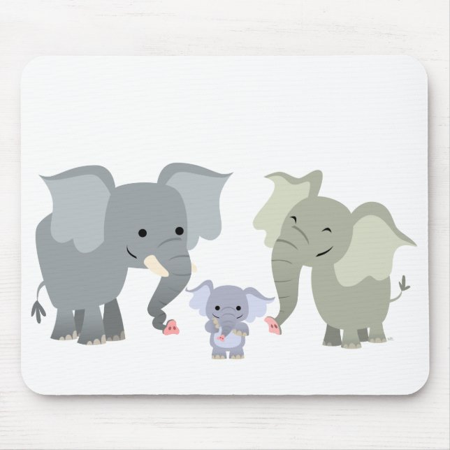 Cute Cartoon Elephant Family Mousepad (Front)