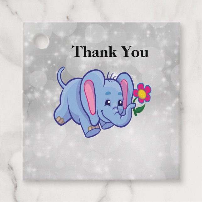 Cute cartoon elephant favour tags (Front)