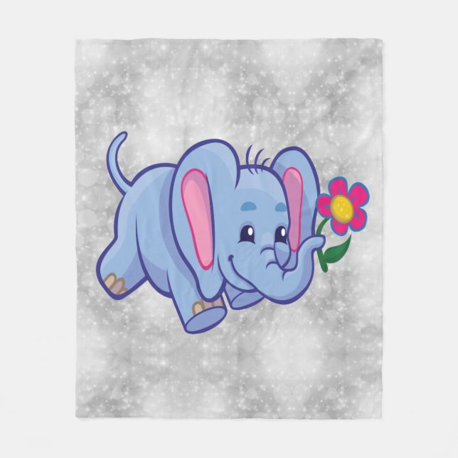 Cute cartoon elephant fleece blanket (Front)